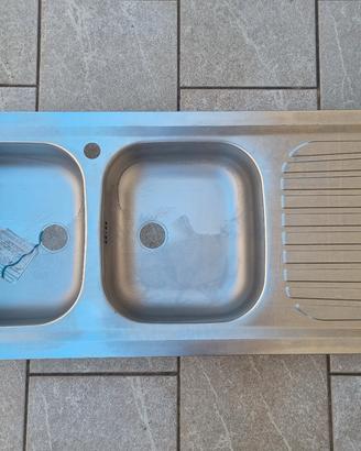 Lavello acciaio inox 2 vasche e gocciolatoio 