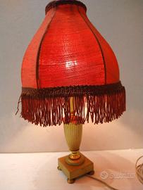 Lampada da tavolo vintage ottone e paralume rosso