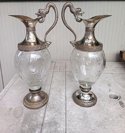 Caraffa decanter in cristallo e silverplate