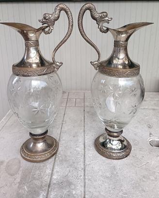 Caraffa decanter in cristallo e silverplate