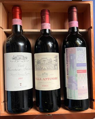 cofanetto bottiglie di vino Antinori anno 1991