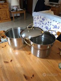 Pentola inox con scolapasta integrato