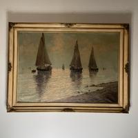 Barche a vela, olio su tela, fine 800 (115×85 cm)