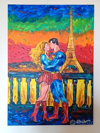 Quadro Superman e Wonder Woman a Parigi -  Galiv