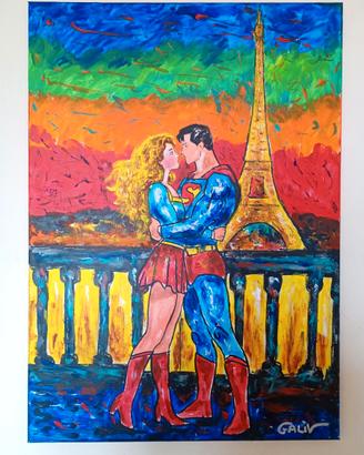 Quadro Superman e Wonder Woman a Parigi -  Galiv