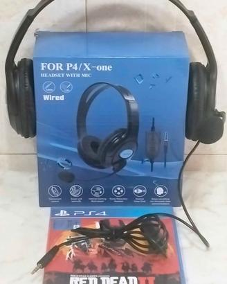 SU MESSINA CUFFIA PS4+MICROFONO + GIOCO RED DEAD