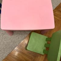 Tavolo, sedia, lavagnetta bimbi