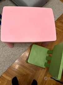 Tavolo, sedia, lavagnetta bimbi