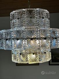 Lampadario vintage in placche di cristallo