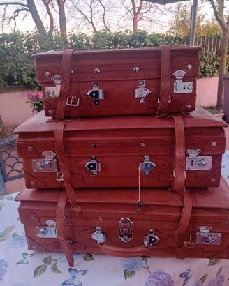 Set valige cuoio modello vintage nuove 