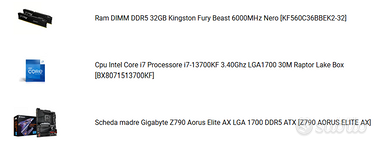 i7 13700kf, Fury Beast 64gb ddr5, Elite AX Z790Pro