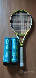 Racchetta tennis "Head" con 8 palline.
