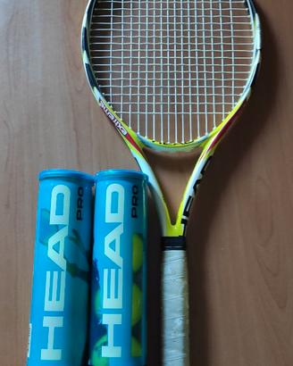 Racchetta tennis "Head" con 8 palline.