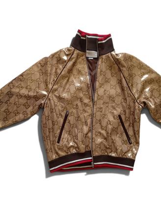 Giacca Track Jacket Gucci GG laminata oro XS