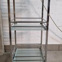 Carrello di servizio in metallo cromato e vetro – 