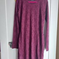 vestito manica lunga color borgogna in pizzo