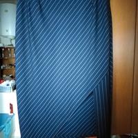 Gonna a tubo midi in gessato blu taglia 46