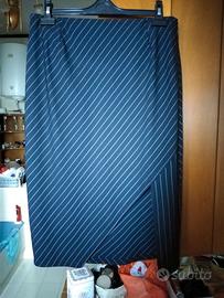 Gonna a tubo midi in gessato blu taglia 46