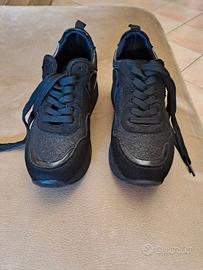 Sneakers donna nere brillantini suola alta tg 37