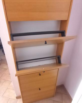 SCARPIERA IN LEGNO A CINQUE CASSETTI