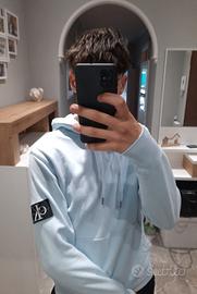 Felpa azzurra con cappuccio Calvin Klein Jeans Tag