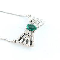 Collana con pendente Oro,Diamanti, Smeraldo 18kt