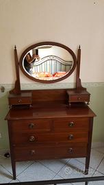 Toilette antica in mogano con specchio - fine ‘800