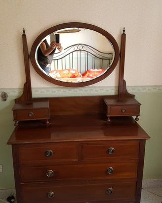Toilette antica in mogano con specchio - fine ‘800