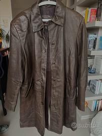 Cappotto da uomo in pelle marrone