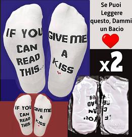 2paia Calzini con Scritta: Se leggi questo,Baciami