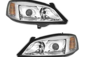 FARI XENON PER OPEL ASTRA G 97-04 FONDO CROMATO