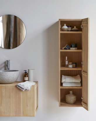 Colonna bagno sospesa Tikamoon Typo teak massello
