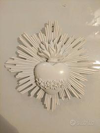 Cuore ex voto con raggi bianco