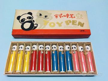 4x Mini penne Stilografiche panda vintage Toy Pen