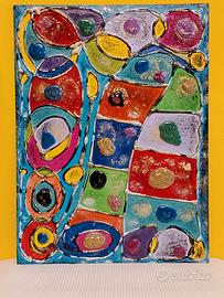 Quadro astratto 30x40 acrilico su tela cartonata