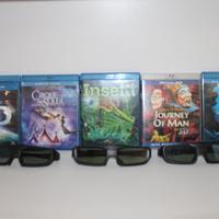 3 Occhiali elettronici 3D EPSON + 5 DVD blu ray 3D