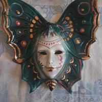 Maschera Veneziana Farfalla Di Ceramica Misura Cm 