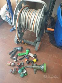 Avvolgitubo + tubo + raccordi vari 