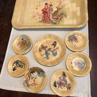 Vassoio in bambù con sottobicchieri