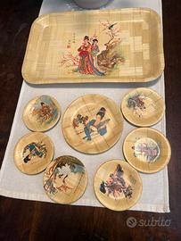 Vassoio in bambù con sottobicchieri