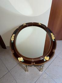 SPECCHIO OVALE IN CERAMICA SMALTATA ANNI '60