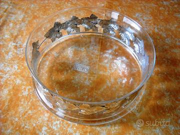 CENTROTAVOLA IN VETRO E ARGENTO STERLING 925 NUOVO