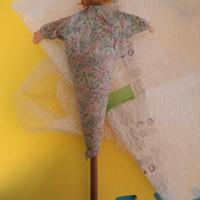 bambola di legno e stoffa anni 60 