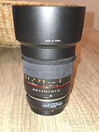 Samyang 85mm f/1.4 + adattatore elettronico M4/3