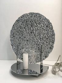 Lampada tavolo metallo/vetro mosaico argento