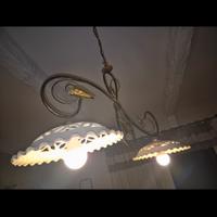 Lampadario con porta lampade in terracotta