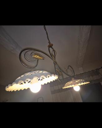 Lampadario con porta lampade in terracotta