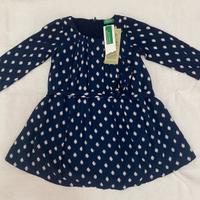 Abito bambina Benetton blu a pois bianchi tg.1-2Y