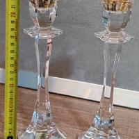 Coppia di candelabri in cristallo e argento