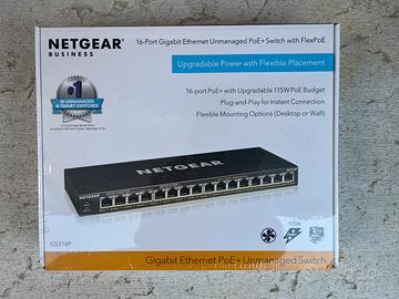 switch netgear gs316p 16 porte POE+ nuovo